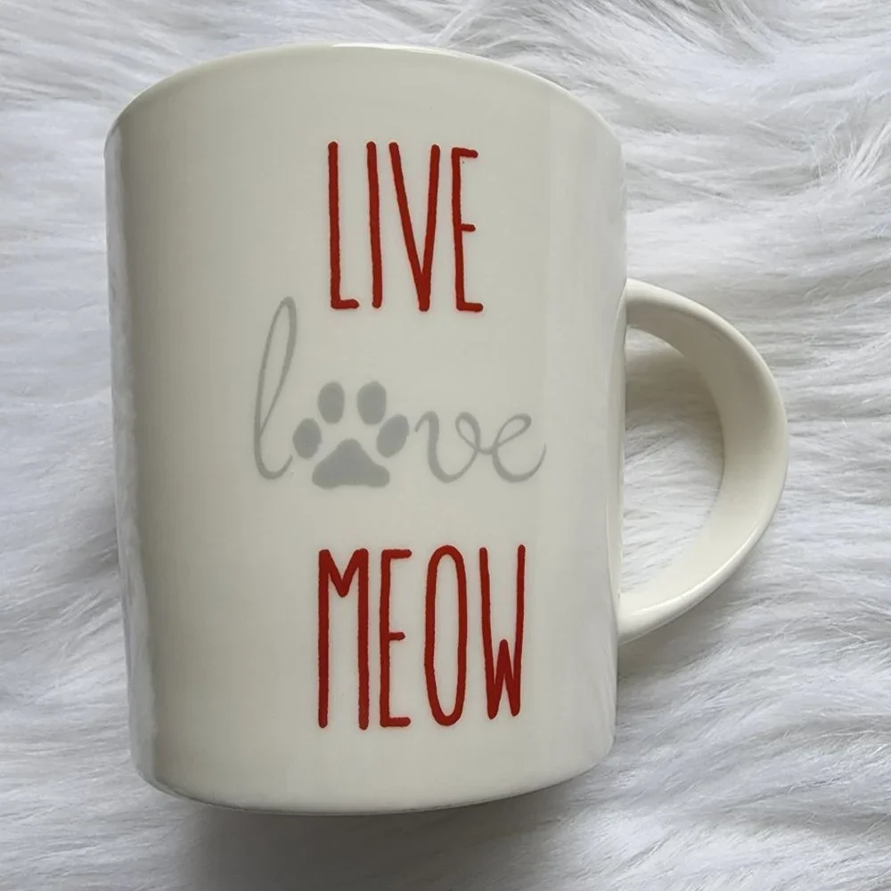 Pfaltzgraff Live love meow cat paw print ceramic coffee mug - Picture 5 of 6